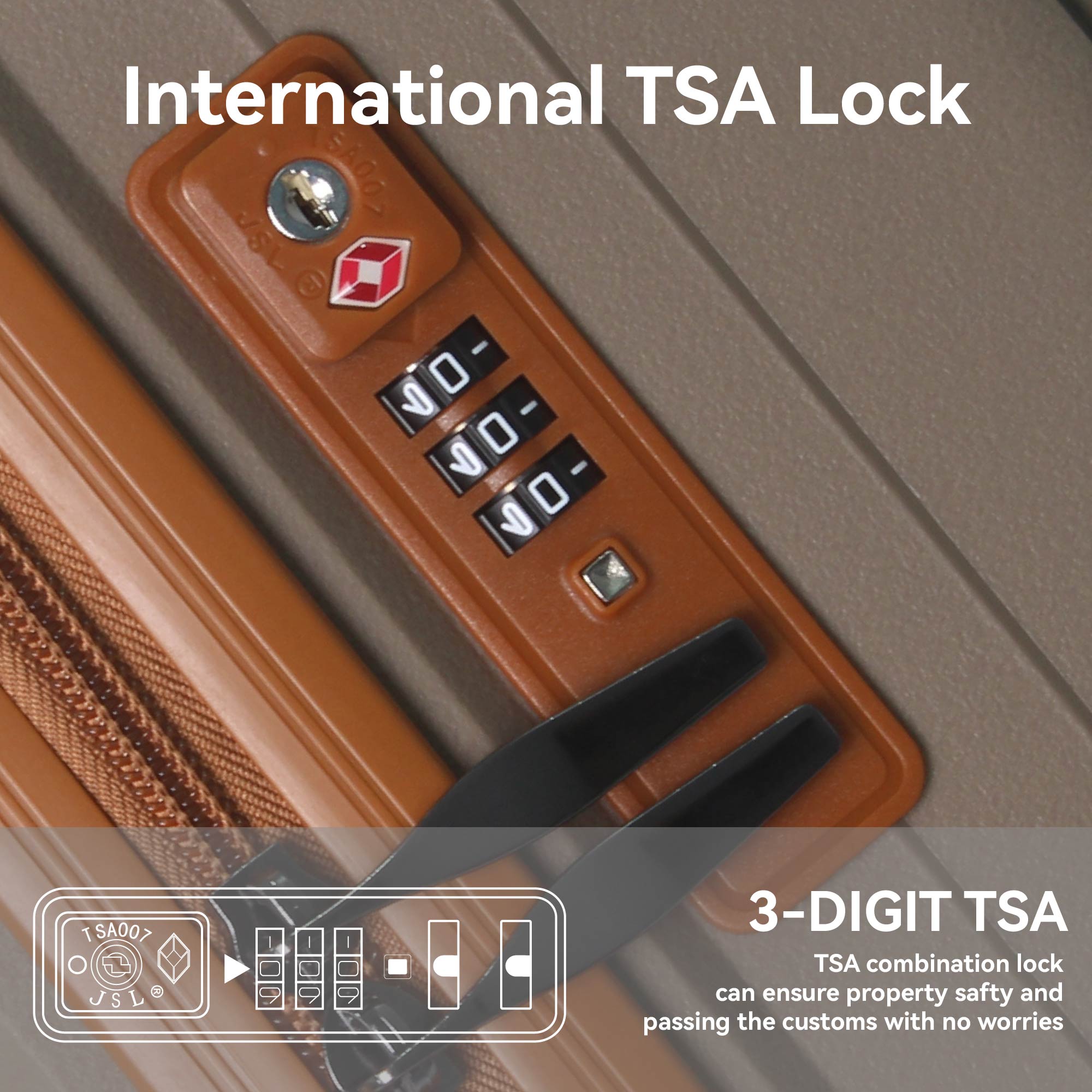 3-Piece Luggage Set Travel Lightweight Suitcases With Rolling Wheels, TSA Lock & Moulded Corner, Carry On Luggages For Business, Trip, (20"/24"/28"), Brown_voghion.com